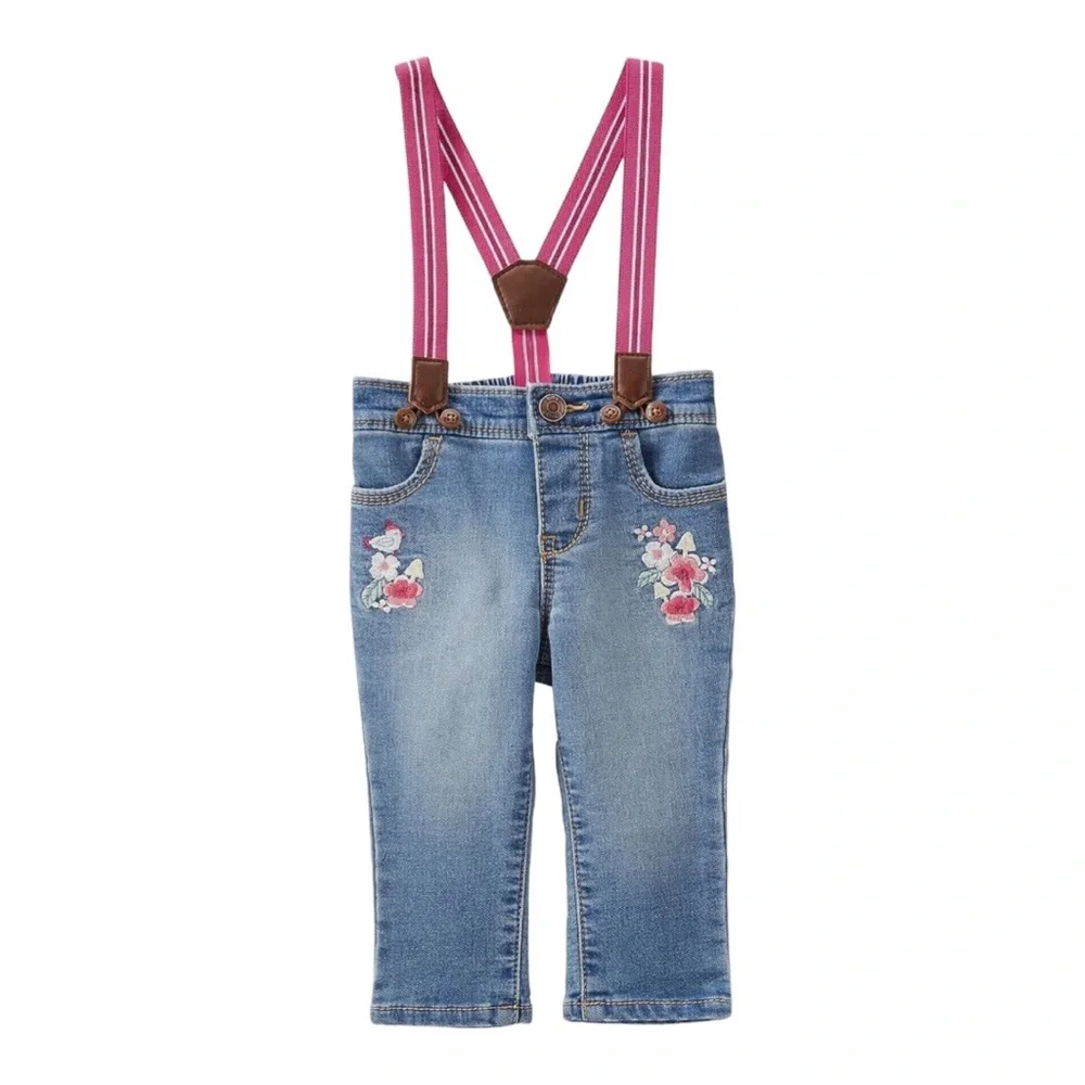OshKosk B’Gosh Embroidered Detachable Suspender Jeans